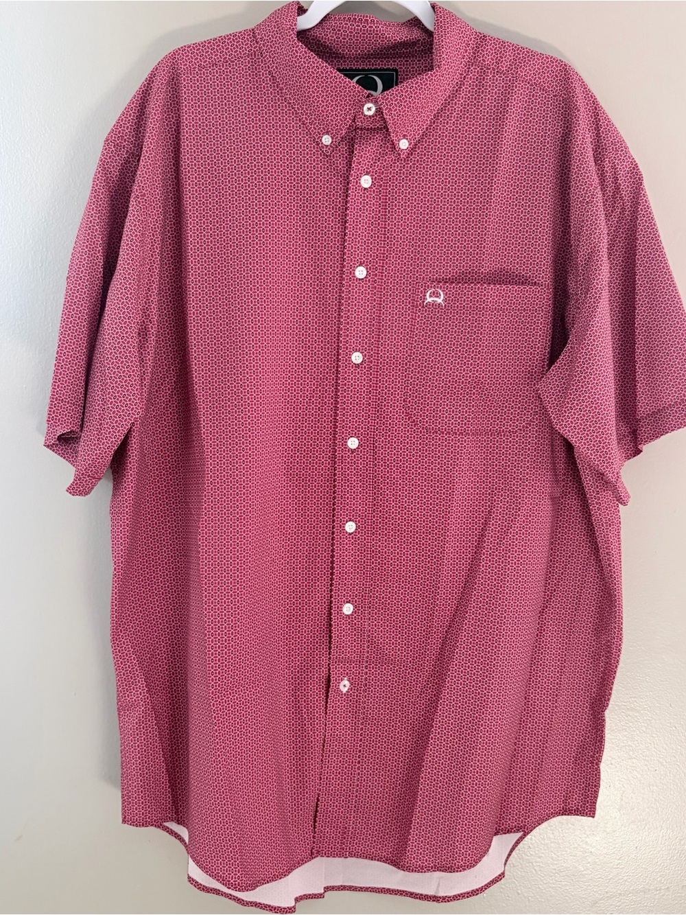 Cinch Mens Size XL Short Sleeve Button Down Shirt Red Western